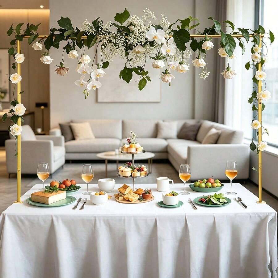 Adjustable Table Arch Stand, Over The Table Rod Stand With Clamps , Gold Metal Table Bar For Hanging Flowers , Table Arch For Birthday, Wedding,Party Decoration, Christmas, Halloween, Thanksgiving, Graduation Decorations - Xem 1