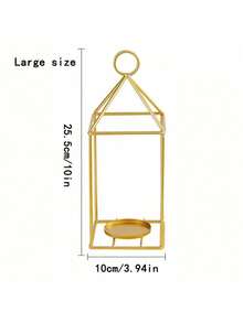 1pc Vintage Iron Lantern Shaped Home Decor Ornament, Creative Minimalist Candlestick Suitable For Living Room, Office, Bookshelf, Cabinet Tabletop, Also Suitable For Bedroom, Office Desk, Holiday Dinner, Valentine's Day, Easter, Wedding And Other Occasions - Multicolor - View 12