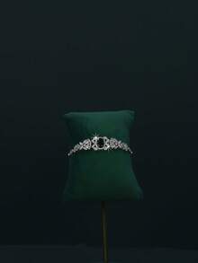 5pcs White Gold Plated Luxury Royal Style Water Drop Tassel Design Bridal Wedding Jewelry Set, Handset Green Cubic Zirconia, Including Necklace, Bracelet, Earrings, Ring, Suitable For Daily Wear And Wedding, Wedding Anniversary Gift (Deluxe Gift Box Packaging) Complimentary - Waterdrop Green Diamond Set - View 7