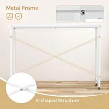 Computer Desk White 100x50x75 Cm Small Writing Desk With Metal Frame, Space-Saving Study Table Wooden Computer Table For Home Office Bedroom - 1 - 查看 4