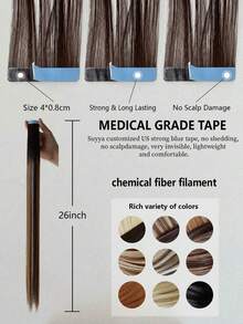 WaveTrip 10pcs Women'S Mini Tape-In Hair Extensions, 24 Inch Straight Hair Kanekalon Synthetic Hair Extensions, Not Fading, Seamless & Invisible For All Hair Types 10Pcs/Pack 35g - Two-Tone - View 6