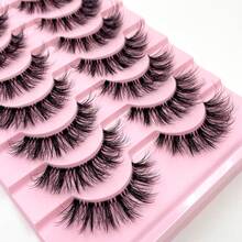 3D Faux Mink False Eyelashes Set 10 Pairs Lightweight Natural Look D Curl Fluffy Wispy Dramatic Volume Daily Makeup Lashes - Black - View 5
