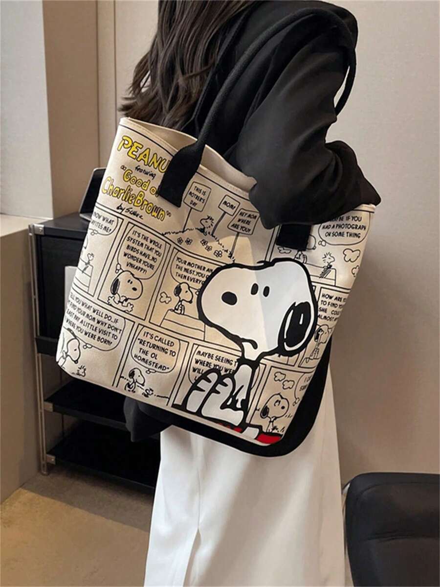 SNOOPY Mini Fashion Minimalist Soft Drawstring Crossbody Bag, Square Design, Multifunctional Fashion PU Soft Lightweight Phone Bag, Bucket Bag, Solid Color Waterproof, Suitable For School, Hiking, Backpack, Study, Canvas Bag, Tutoring Bag, Large Capacity Student School Bag, Back To School Season, Graduation Season Gift, Document Storage