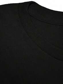 Camiseta de manga corta blanca de corte relajado con estampado gráfico de patrón retro, para mujer, combina con todo, suave. - Negro - Ver 5