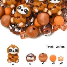 22/24/25pcs Colorful Animal Silicone & Acrylic Beads Set, DIY Jewelry Making Bracelet Necklace Phone Charm & Bag Decor Craft Supplies - Multicolor - View 16