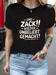 Unisex Short-Sleeved T-Shirt For Women, Featuring A Letter Print, German Saying, And The Phrase 'Yo Hecho Yo Mi Unpopular Again'. It Includes Short Sleeves And A Crew Neck. Perfect For Casual Summer Wear And Spring T-Shirts For Men, Women, And Women. Also Suitable For Men, Women, And Women. Features Include Boho Chic, Teachers, Gifts, And T-Shirts For Curvy Women. (2k) - 黑色 - 查看 6
