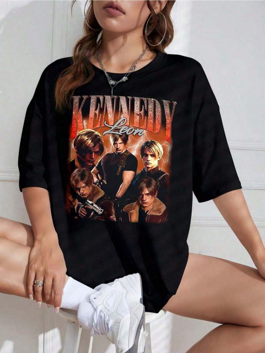 Camiseta Unisex con Estampado de Videojuego Retro, Cuello Redondo, Manga Corta, Diseño Vintage, Ideal para Fans - Blanco - Ver 1