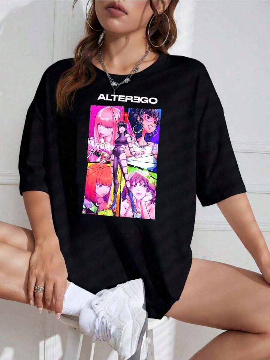 Camiseta Unisex con Estampado de Idol K-Pop, Cuello Redondo, Manga Corta, Diseño Casual, Ideal para Fans - Negro - Ver 1