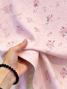 Blusa con estampado de flores, camiseta gráfica, ropa de verano, top para mujer, conjunto para hermana, actual, blusas y camisas de moda, camiseta estética, regalo para hermana, regalo para mamá, top de moda minimalista casual - Rosa - Ver 3
