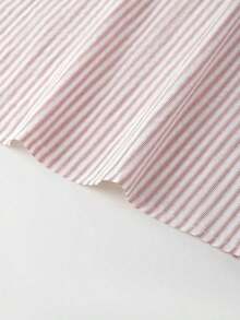 Camisa de manga corta a rayas vintage, de moda para ir al trabajo en verano - Rosa Pálido - Ver 4
