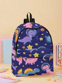 1pc Dinosaur Print Multi-Pocket Backpack, Large Capacity, Durable, Versatile, High-Quality, Zipper Closure, Suitable For Boys And Girls, Great For School And Outdoor Activities - Multicolor - View 8