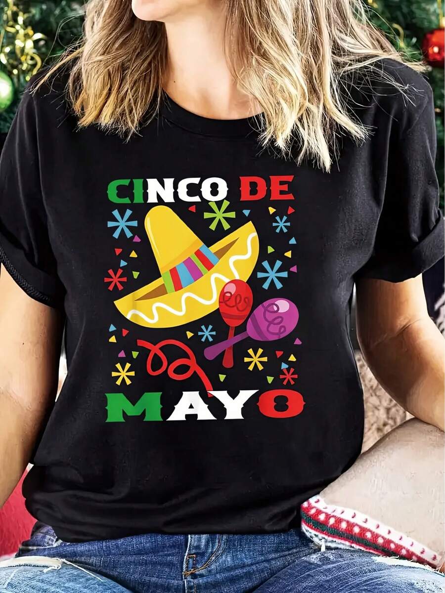 Camiseta de Manga Corta para Mujer - Blusa Casual de Verano y Primavera con Cuello Redondo y Manga Corta - Top Opaco Lavable a Máquina - Corte Regular para Atuendos Informales y Capas - Paleta de Colores Neutrales Versátil - Ropa de Mujer - Negro - Ver 1