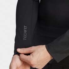 Adidas Techfit RHEON 款丨 高彈透氣速乾男子跑步綜合訓練運動緊身衣 - 黑色 - 查看 4