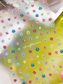 1 Foglio di adesivi per unghie con fiori piccoli e freschi a forma di conchiglia, decorazioni per unghie fai-da-te con fiori a 5 petali versatili - Multicolore - Visualizzare 4