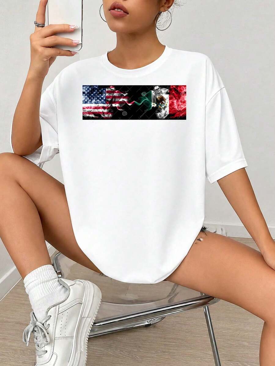 USA México Impresión gráfica Fl-ag Smoky Wave, Diseño de Símbolo Nacional Patriótico, Arte Rojo Blanco Azul Verde, para Arte de Paredes de Decoración Doméstica.jpgRegalos personalizados: Camisetas para mujer con estilos que van desde lo moderno, hippie, casual y minimalista. Ropa masculina personalizada única, armarios cápsula y prendas básicas/urbanas para hombre. Regalos ideales para novios, familiares y amigos, adecuados para cumpleaños, vacaciones, colegio/competiciones, deportes/escalada y más, así como para la moda de otoño y eventos urbanos. Blanco verano.