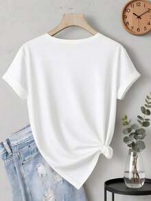 And  Women's Basic T-Shirt | Women's Floral Print T-Shirt | Rose Pattern Design | 100% Cotton Fabric | Soft And Comfortable | Perfect For Everyday Wear And As A Gift | Unisex Crew Neck T-Shirt | Made In Mexico | Domestic Shipping Men's T-Shirt Women's Tops Sweatshirts Y2k T-Shirt Shirt - 白色 - 查看 3