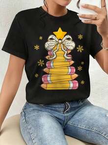 Offers And  Women's T-Shirt, Funny Christmas, Paintbrushes, T-Shirt, Gift Men's T-Shirt Tops Sweatshirts For Women Y2k T-Shirt Shirt - 黑色 - 查看 9