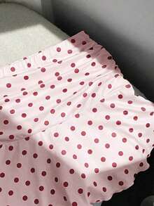 Minifalda acampanada fruncida con estampado de lunares para el verano - Rosa 2 - Ver 3