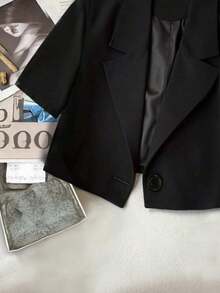 Chaqueta corta casual y de oficina para mujer - Negro - Ver 3