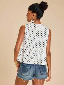 Camiseta de gasa con estampado para mujer para vacaciones de primavera/verano - Blanco y Negro - Ver 3