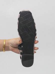Women's Shoes, Size 35-43, Spring/Autumn New Arrival, Square Toe, Color Block, Fashion Ballet Shoes, Mesh Patchwork Mary Jane Shoes, Versatile For Commute, Office, Comfortable And Elegant Sandals With Rubber Sole And Mesh Overlay - Mesh Bottom - Large Black Dots - View 8