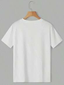 Camiseta casual de manga corta con estampado de cactus bonsái para mujer, top de verano con cuello redondo - Camiseta unisex de estilo vintage urbano, holgada, de algodón 100% puro. - Blanco - Ver 3