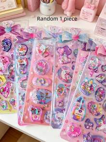 Cute Shiny Glitter Shaking Stickers 3D Glitter Heart Animal Decorative Stickers Suitable For Diary, Photo Album, Phone Case Decoration - Color - View 15