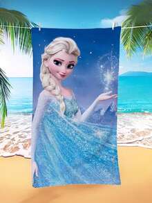 Disney 迪士尼冰雪奇缘沙滩巾，艾莎、安娜和雪宝图案，速干超细纤维毛巾，适用于海滩、泳池和旅行。这款冰雪奇缘主题沙滩巾采用超柔软、高吸水性的超细纤维面料制成，让您在海滩、泳池、健身房或旅行途中保持干爽舒适，为您的夏日时光注入阿伦黛尔的魔法。 - Beach Towel - 查看 5