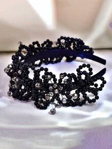 1 pieza Accesorio para el cabello de mujer, Diadema con pedrería, Accesorio para el cabello de novia, Accesorio para el cabello de boda, banquete y baile, Accesorio de boda, Accesorio para el cabello de verano - Negro - Ver 5