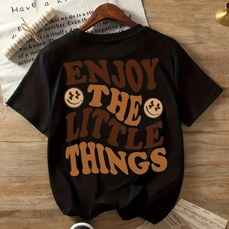 Camiseta para Mujer con Estampado de Diente y Pasta Dental, Manga Corta - Negro - Ver 1