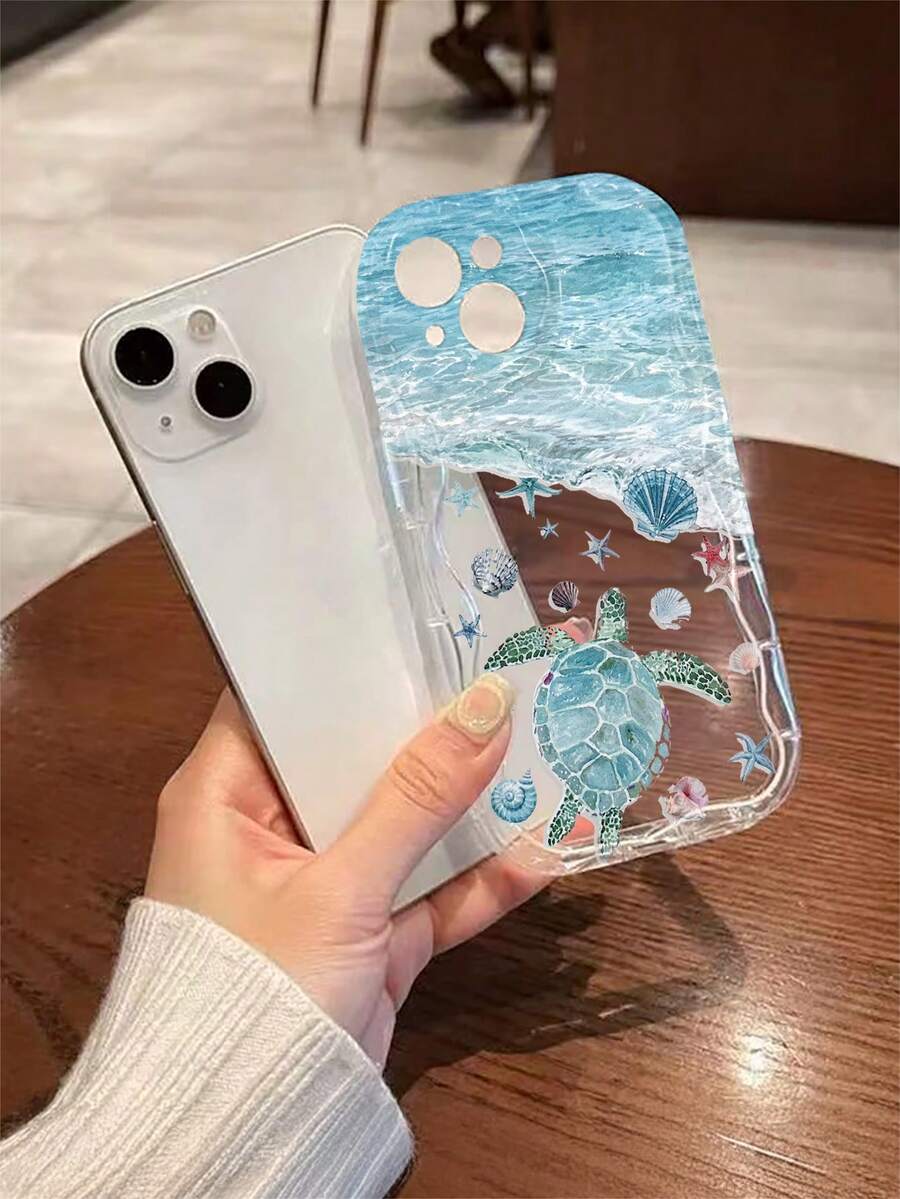 1 ốp lưng điện thoại chống rơi trong suốt hình mai rùa biển, chất liệu TPU, thích hợp làm quà tặng ngày lễ, tương thích với Apple Xs/Xsmax/Xr/11 12 13 14 15 16pro/Promax/14 15 16plus/17, unisex - Nhiều màu - Xem 1
