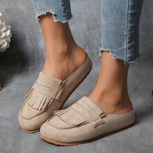 Women's Slip-On Loafers, Retro Flat Sandals, Versatile For School, Office, Casual Wear - Khaki - View 3