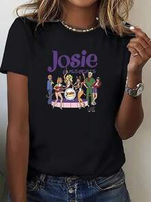 GiftGiftGiftGift1PSCA Camiseta de manga corta informal y cómoda con un estampado de dibujos animados de Josie y los Pussycats, perfecta para correr y practicar deportes.Elegante, con estilo, único y divertido, es suave y transpirable.SoftSoft - Negro - Ver 1