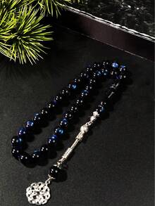 1pc Muslim Tasbih With 33 Shiny Silver Beads Pendant, Versatile Muslim Prayer Beads - Multicolor - View 10
