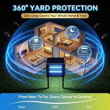 4500V  Solar Insect Killer Lamp, IP56 Waterproof Outdoor Bug Zapper With Auto On/Off, Chemical-Free Mosquito Trap For Backyard & Garden - 8W Black - View 5