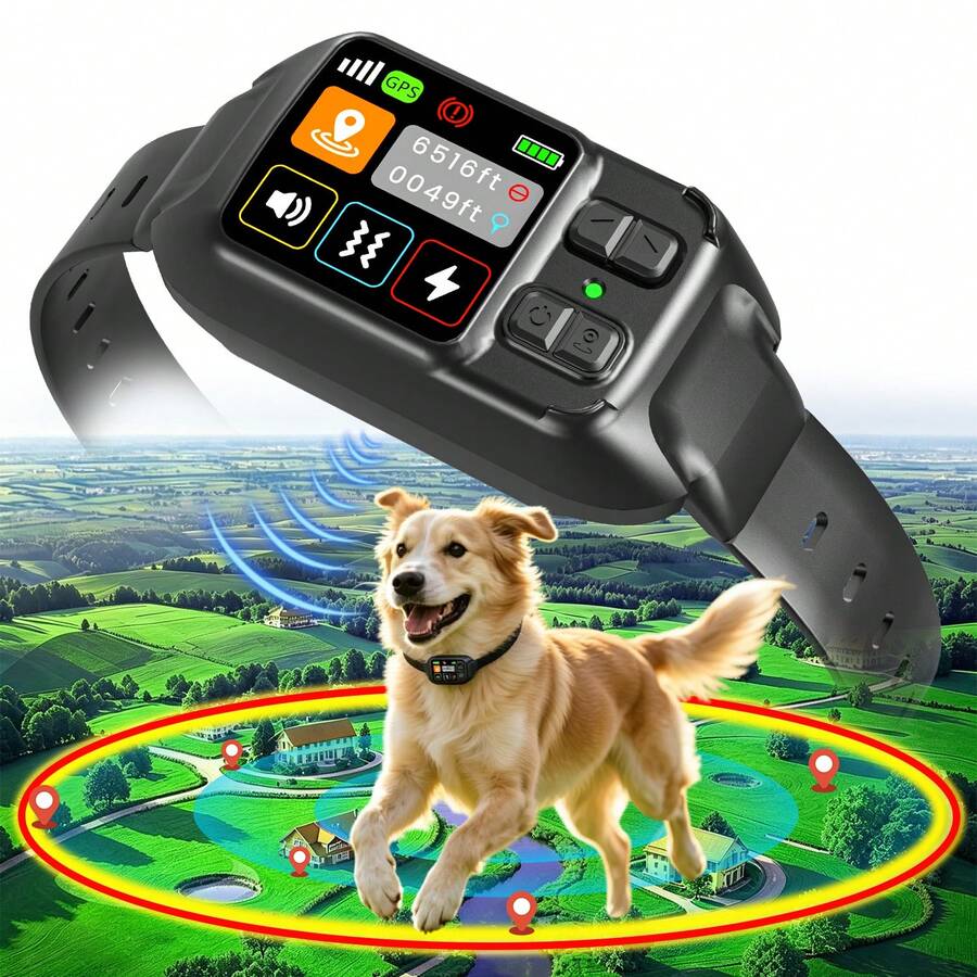 Hệ thống hàng rào điện tử không dây GPS tần số kép, sử dụng công nghệ định vị vệ tinh GPS, với thiết kế chống nước IP67 và có thể sạc lại. Vòng cổ GPS cho chó có thể thiết lập ranh giới hình tròn và hình dạng không đều. - Xem 1