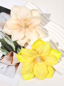 2pcs Tie Dye Faux Flower Hair Clips, Gradient White To Yellow, Decorative Side Bangs Fixation, Romantic French Countryside Vibe, Suitable For Beach, Party, Vacation, Claw Clips - Multicolor - View 4