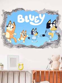 Bluey 以《布鲁伊》为主题的3D立体墙贴，采用逼真的破墙设计，展现生动的角色场景。墙贴采用优质自粘乙烯基材料制成，图案鲜艳持久不褪色，易于粘贴和移除，为卧室、客厅或主题区域增添趣味盎然的沉浸式体验。 - 多款 - 查看 4