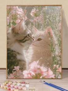 浪漫花园猫咪DIY数字油画工艺品 成人家居装饰 40x50厘米/16x20英寸 节日礼物 - 40*50厘米 - 查看 4
