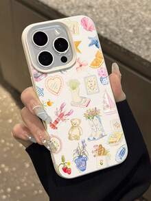 Painted Graffiti 1pc Watercolor Floral Pattern Soft Protective Phone Case, Waterproof Shockproof Anti-Slip, Compatible With Apple And Phones - Multicolor - View 5