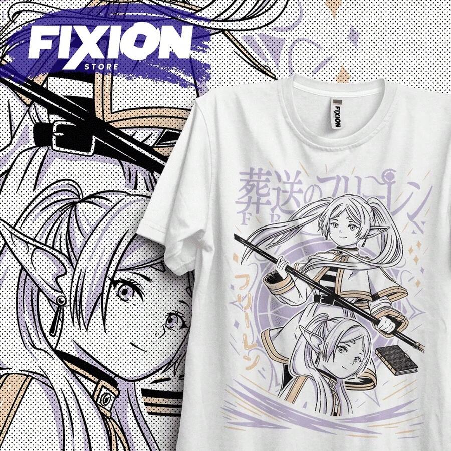 Camiseta para Anime Frieren Mas alla del final del viA1Je B N01 Mange T1EE 220G, camiseta de manga corta de algodón puro para hombre y mujer, tejido grueso, resistente a las arrugas y que no se deforma fácilmente. Estilo sencillo y versátil, ligero y transpirable, perfecto para ir al trabajo, viajar, acampar, ir de compras y el tiempo libre diario. - Blanco - Ver 1
