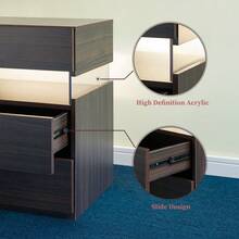 Modern Bedside Table / Wooden Bedside Table / Bedside Table With 3 Drawers / Easy To Assemble, Plenty Of Storage Space / For Bedroom, Living Room, Bedside Furniture - 核桃 - 查看 7