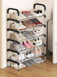 1pc Multi-Color Stackable & Expandable Shoe Rack With Handle, Space-Saving Design, Made Of Lightweight Metal, Easy To Install, Perfect For Entryway Shoe Storage, Essential For Daily/Travel Shoe Organization, Multi-Functional Shoe Storage Solution For Home, Bedroom And Closet, Back To School & Moving Essential - Multicolor - View 2