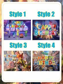 Disney 这款高级迪士尼主题生日背景幕布采用耐用涤纶材质，以《疯狂动物城》中的动物、忧忧、愤怒、厌恶和焦虑等角色为主题，经久耐用，设计兼顾耐用性和视觉冲击力。这款高级跨界生日背景幕布融合了优质材料和深受粉丝喜爱的设计，是派对、活动和频繁更换装饰的理想之选。 - 背景 - 查看 8
