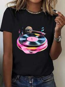 1 Pieza de Diseño Personalizado, Ropa de Mujer para Primavera/Verano, Conjunto Suave de Pascua, Ropa Fresca de Verano para Mujer - Negro - Ver 1