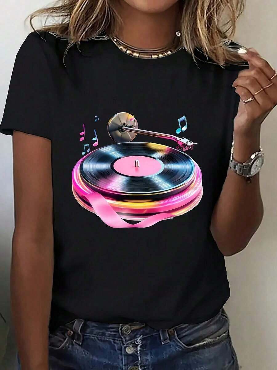 1 Pieza de Diseño Personalizado, Ropa de Mujer para Primavera/Verano, Conjunto Suave de Pascua, Ropa Fresca de Verano para Mujer - Negro - Ver 1