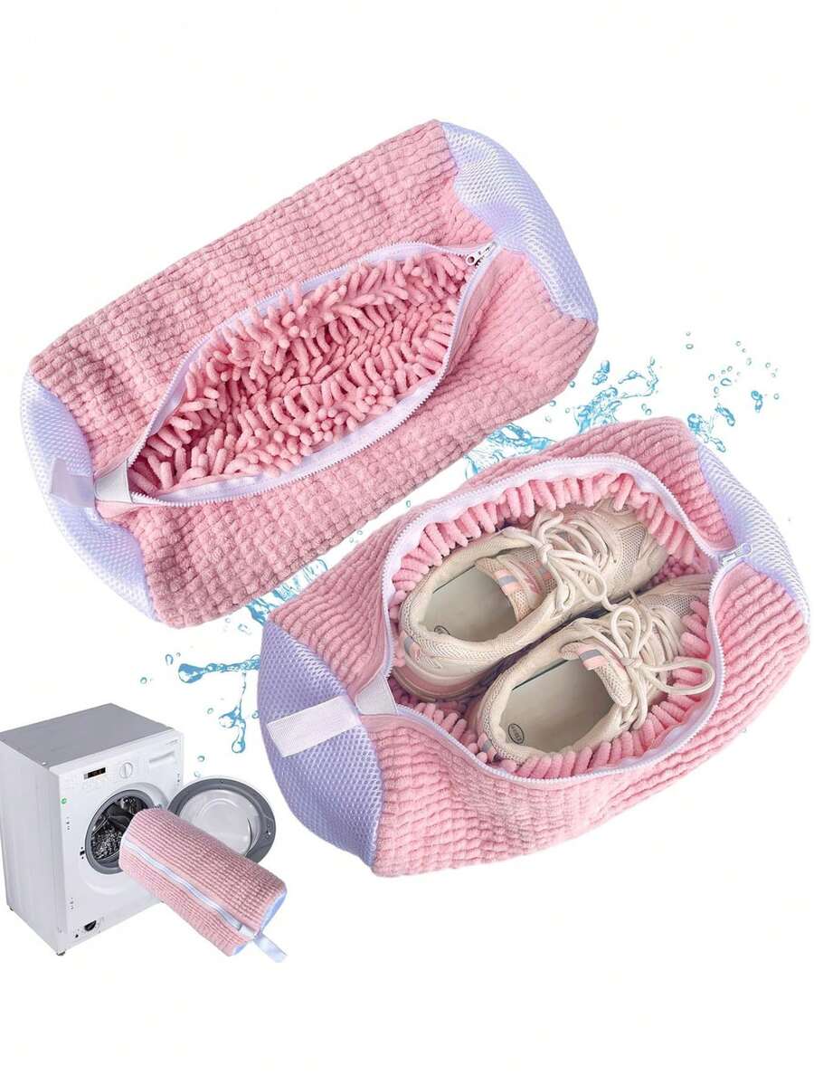 2 bolsas de lavandería reutilizables y duraderas con cremallera y diseño abierto, para lavadora/secadora - tamaño completo, para zapatillas, botas, tacones - antiarañazos, duraderas, fáciles de limpiar, para prendas delicadas, equipo, con juego de bolas desodorantes, perfectas para zuecos y mules - Multicolor - Ver 1