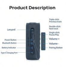 JBL Bluetooth Speaker, Stereo Surround Sound, Portable For Outdoor Use, Long Battery Life, Hands-Free Calling, Compatible With Mobile Phones, Computers, And Desktops, High-Definition Sound Quality, IP67 Dust And Water Resistant. - View 7