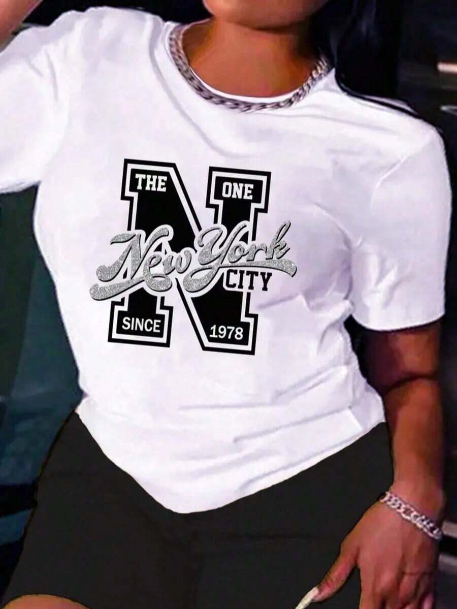 Camiseta de manga corta 100% algodón puro para mujer, con estampado, diseño moderno y divertido, estilo hip-hop, personalizada, para hombre y mujer, con cuello redondo, adecuada para el ocio diario, vacaciones y reuniones. 100% algodón. - Blanco - Ver 1