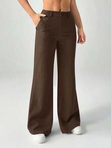 Nuevos pantalones de traje de estilo casual de cintura baja para otoño e invierno - Café integral - Ver 6